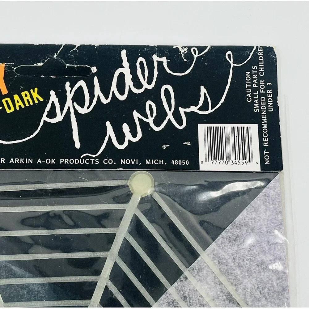Arkin A-OK Toys NOS Glow-in-the-Dark Spider Webs Suction Vintage 1988 3x 2 Packs